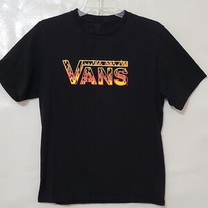 Vans Kids Black Short Sleeve Tee‎ T-Shirt Graphic Logo 100% Cotton - Size XL